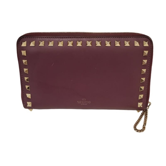 Valentino authentic Burgundy leather Rockstud Wallet - Picture 1 of 8